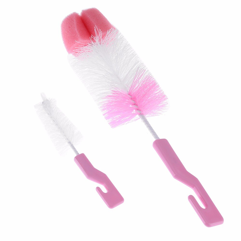 Baby Bottle Brush Nipple Brush 360-degree Rotating Head Cleaning Sponge Cup Brush Kit 2pcs/set