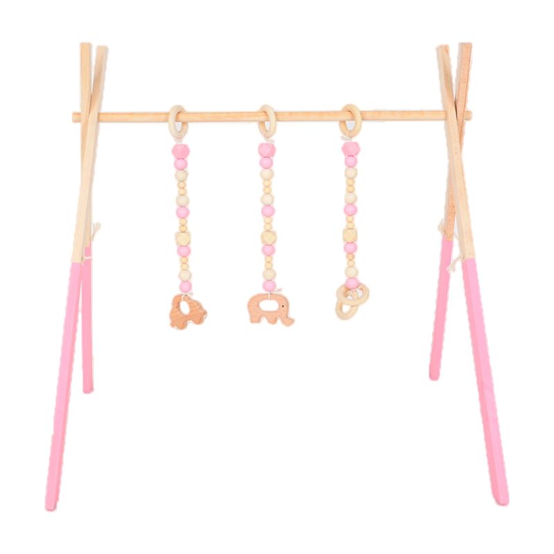 OOTDTY 4 Teile/satz nordisch Karikatur Baby Holz Fitnessstudio Fitness Rahmen Gestell Hängen Anhänger Spielzeug Bausatz Kleinkind Kleinkind Zimmer Dekorationen: Rosa