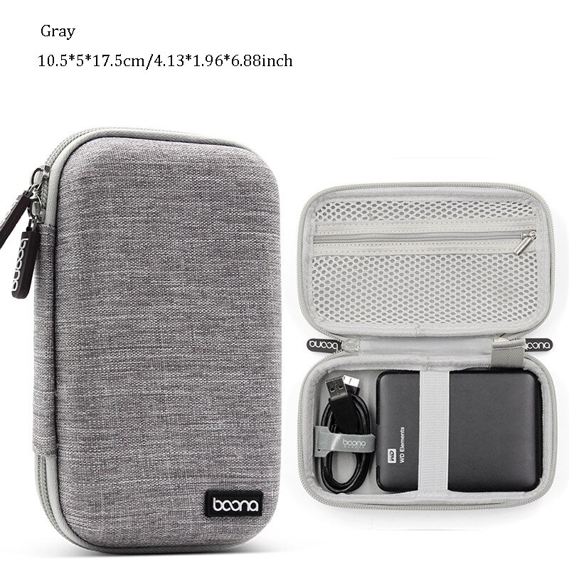 Eva-doppelschicht-usb-tragbare reise-organizer-tasche für digitale elektronik, aufbewahrungstasche für elektronikzubehör, gadget-hüllen: Grau 2