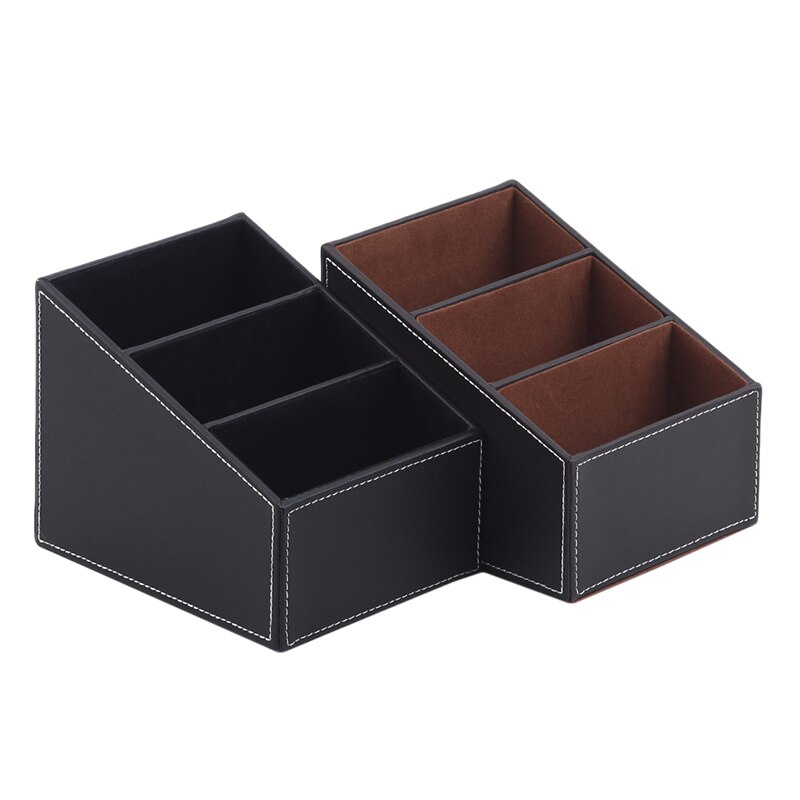 PU Leather Holder Storage Box Remote Control Organizer Desk Phone And TV