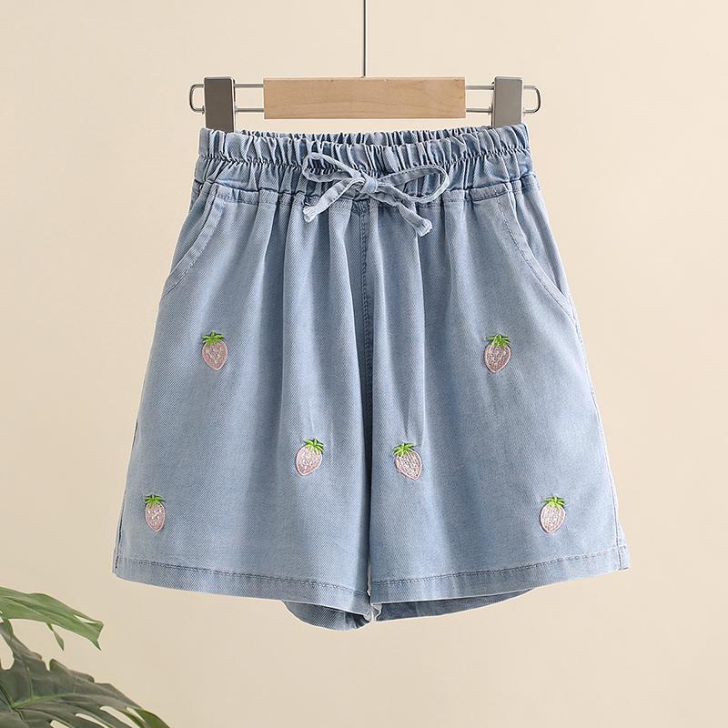 2022 Summer Kids Shorts Girls Denim Shorts Short Princess Jeans Children Girls Shorts Embroidered Girl Clothing E86: caomei / 12