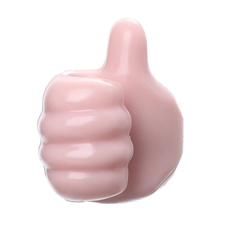 1 Paar Thumbs Up Vorm Sleutelhanger Muur Haken Verwijderbare Clip Gewassen Houder 3D Anime Muurstickers Deur Thuis decor Haak Koopje: Roze