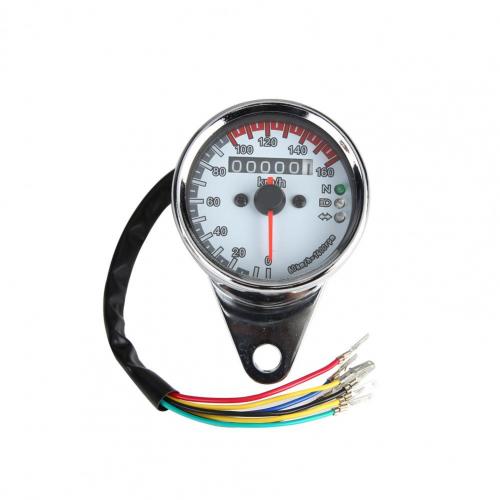 85% Verkoop! Snelheidsmeter Motorfiets 12V Universele Motorfiets Snelheidsmeter Kilometerteller Snelheidsmeter Toerenteller Met Led Indicator: Zilver