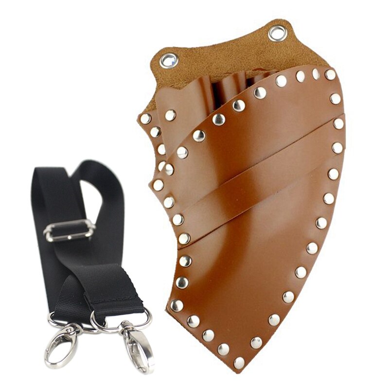 Schaar Kam Tas Hairdressing Holster Pouch Haar Schaar Taille Verpakking Kapper Hair Styling Tools Leer Klinknagel Clips Bag: Brown