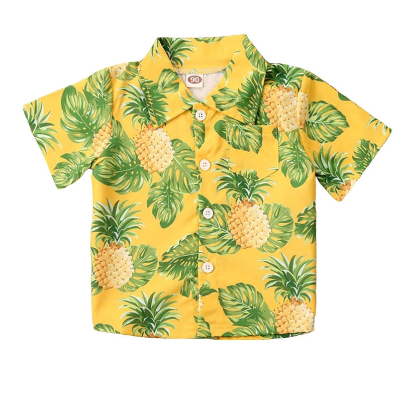Style hawaïen enfants garçon plage chemises été impression chemise décontracté bouton manches courtes chemises vêtements de plage