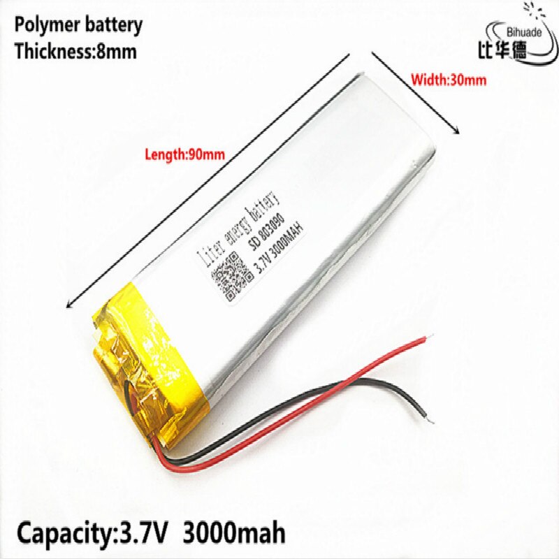 Liter energie batterij Goede Qulity 3.7 V, 3000mAH 803090 Polymer lithium ion/Li-Ion batterij voor tablet pc BANK, GPS, mp3, mp4