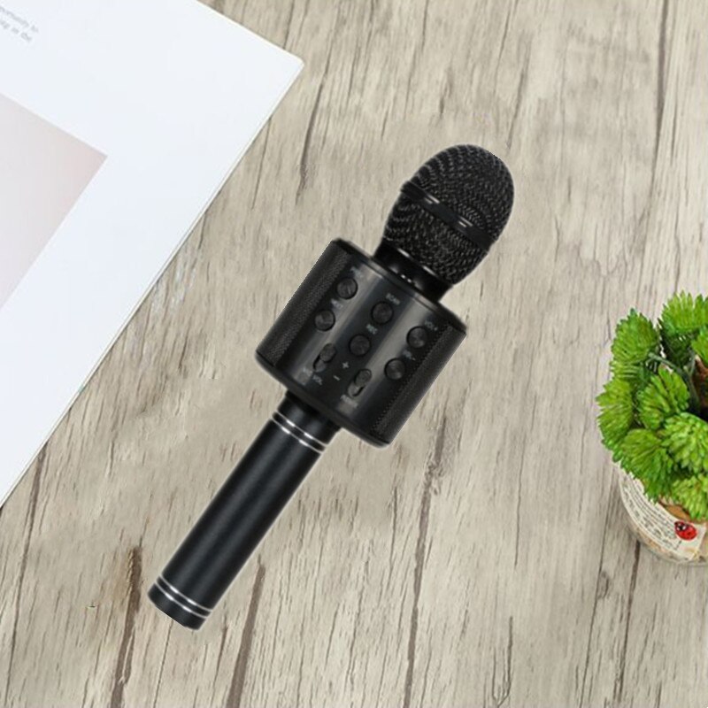 Ws -858l wireless microphone, wireless bluetooth speaker with led light, supports tf card playback: 858l- black -2