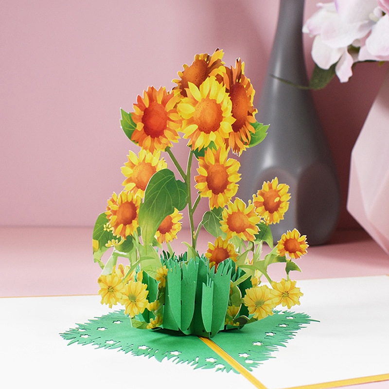 Pop-Up Flower Card Flora 3D Greeting Card for Birthday Mothers Father's Day Graduation Wedding Anniversary Get Well Sympathy