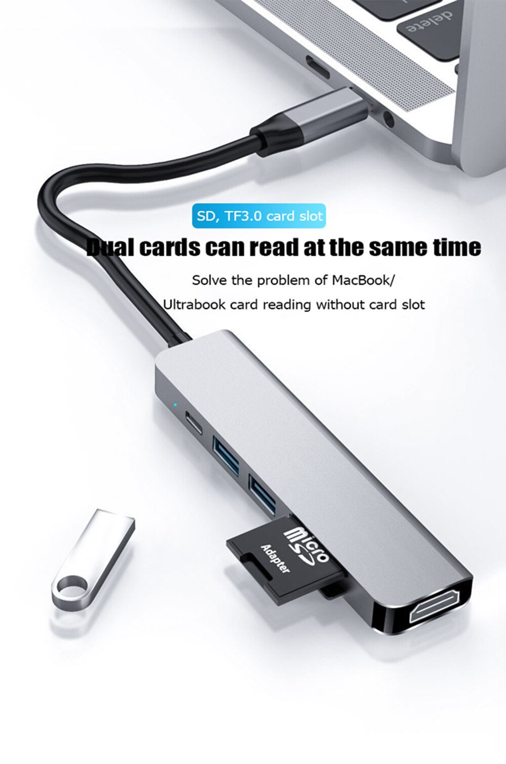 Usb c hub adaptador 6 em 1 usb 3.0 hdmi-doca compatível para macbook pro para nintendo switch USB-C tipo c 3.0 divisor