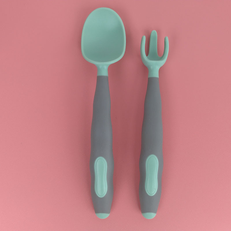 Juego de cucharas y tenedores para bebé, Set de 2 piezas para comida auxiliar, práctico flexible, PP, vajilla de entrenamiento para alimentación: 3