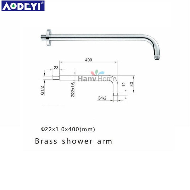 Alargador de Brazo de ducha cromado de latón, tubo fijo montado en techo de pared, componentes universales de Ducha: 04-001-5