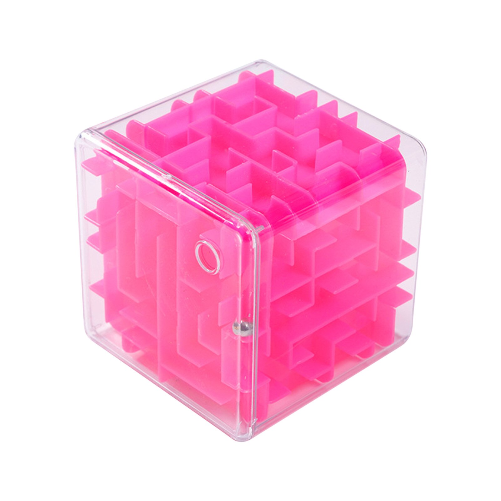 Puzzle Spiele 3D Würfel Labyrinth Spielzeug Spiele Fall Box Balance Herausforderung Puzzle Magische Würfel Stahl Ball Maze Pädagogisches Spielzeug Für kinder: Pink