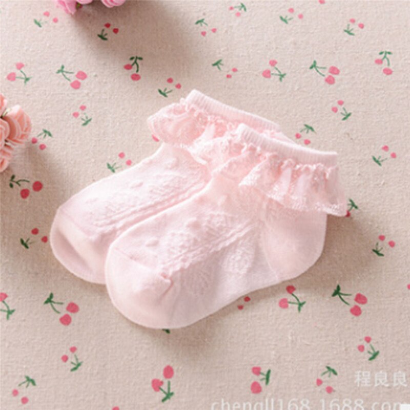 Sommer Kleinkind Baby Mädchen Baumwolle Spitze Rüschen Rüschen Socken Prinzessin Anti Slip Tutu Socken: Rosa / 12m
