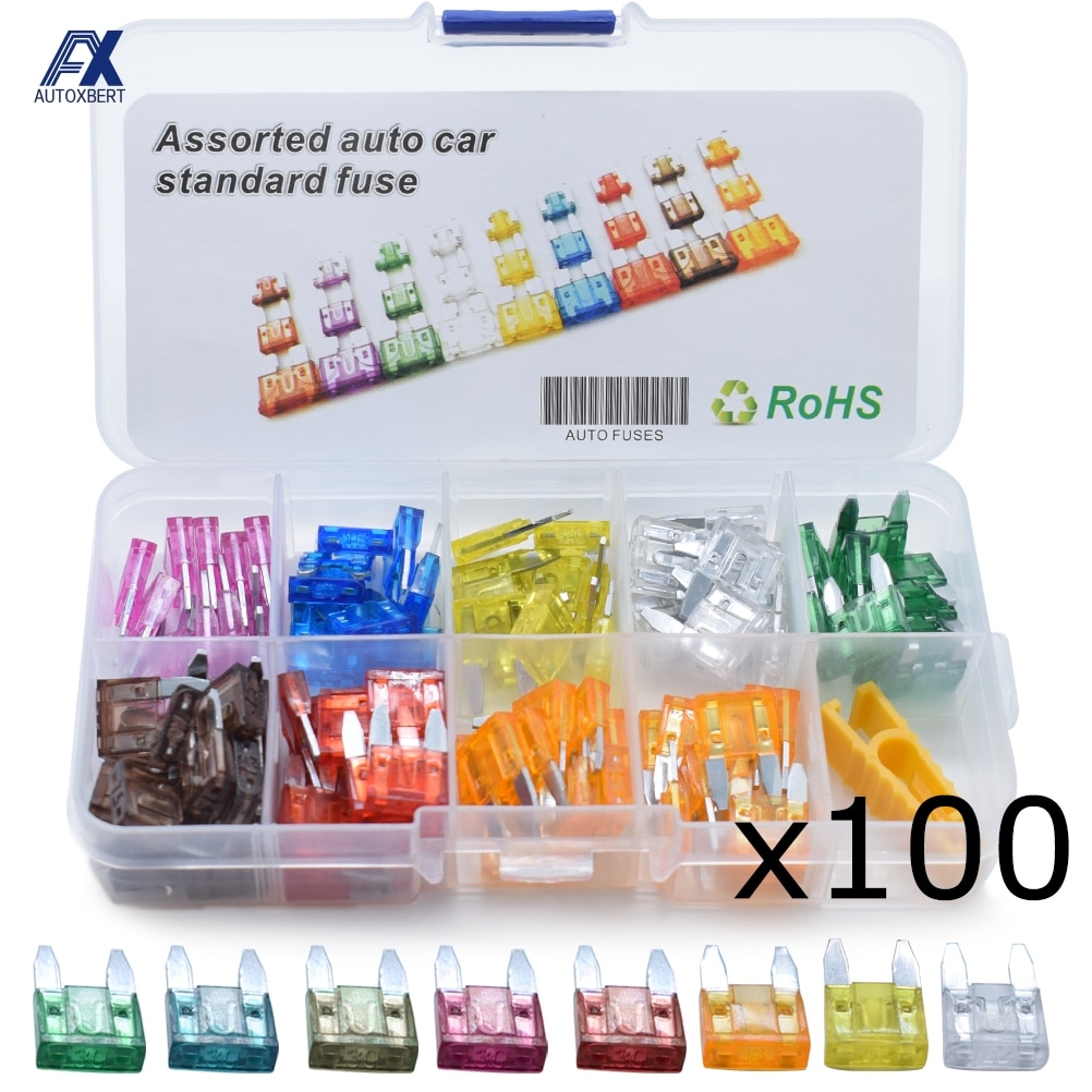 100pcs MINI Car Fuse 3A 5A 7.5A 10A 15A 20A 25A 30A Amp with Box Clip Assortment Auto Blade Fuses Set Vehicle Boat Truck SUV