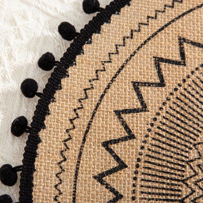 Napperon de Table à manger rond en Jute avec pompon, napperon tissé antidérapant, tapis isolant, dessous de verre pour café, décoration de la maison,