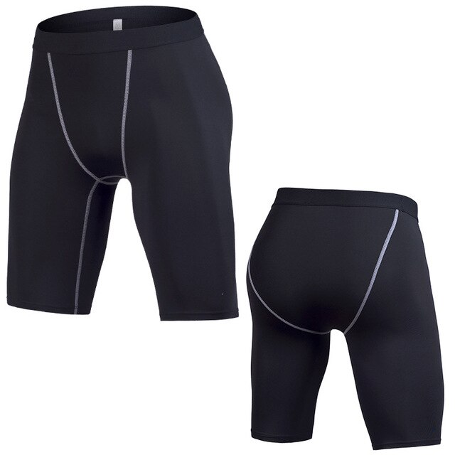 Summer Bodybuilding shorts men Quick Drying Training Crossfit Fitness Compression Gym Shorts gym Men's Sport Compression Tights: XL / Black