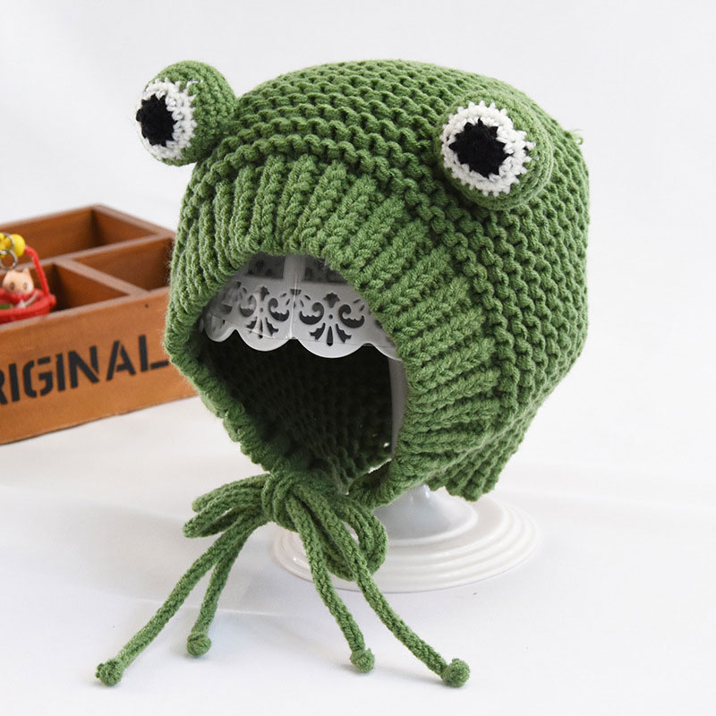 Cute Frog Dog Hat Cozy Crochet Dog Hat Warm Winter Dog Hat Puppy Hat Small Knitted Dog Hat Costume Knit Cap for Large Dog: green