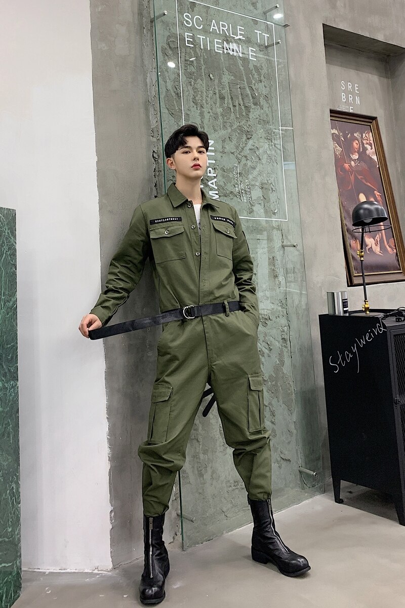 automne angleterre style unique décolleté cravate barboteuse pantalon hommes décontracté lâche barboteuses pantalons pour hommes scène Hiphop costumes