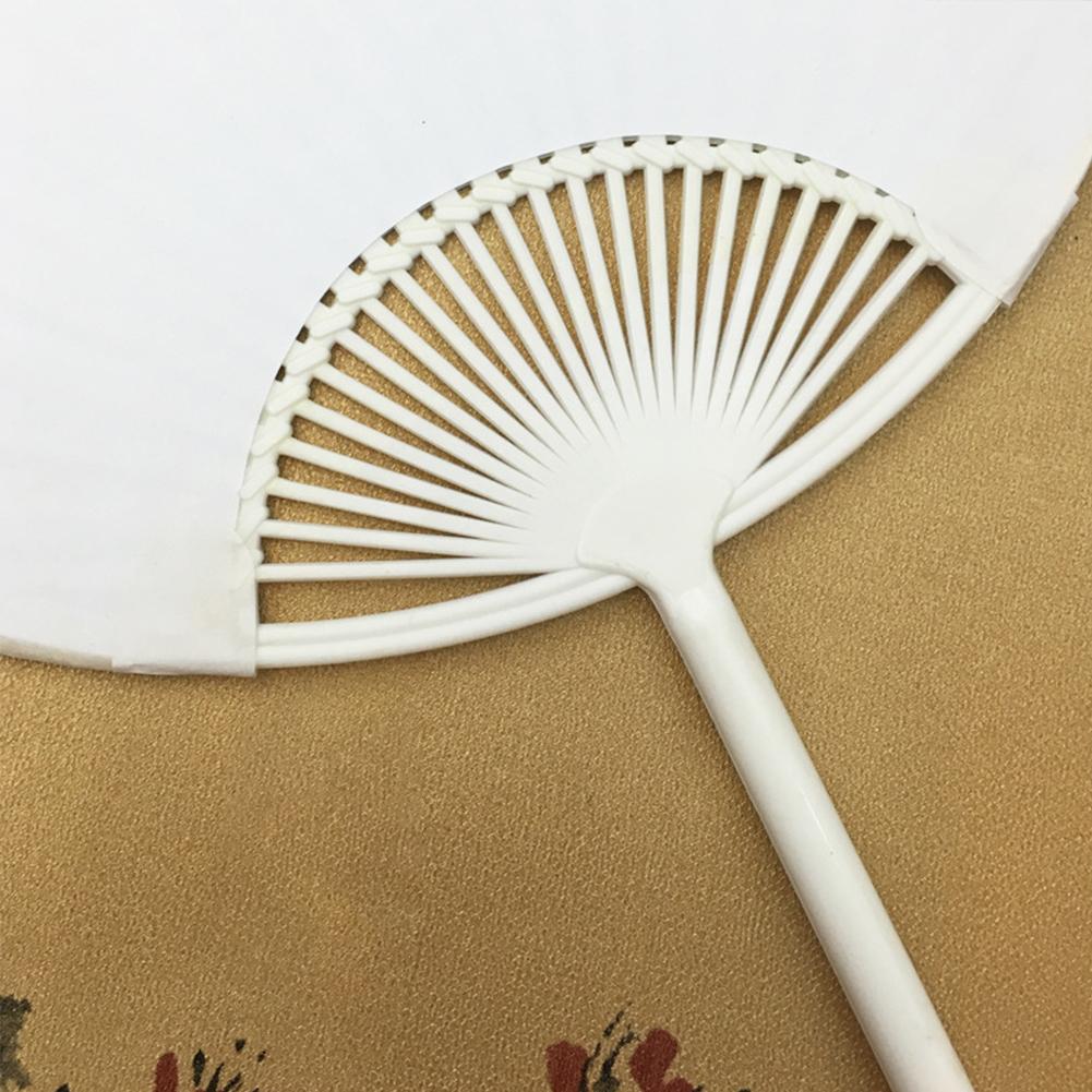 Billig japansk papirvifte gjør-det-selv hvit barnehåndmaling håndvifte innovativt kunstmateriale rund vifte til bryllupsinnredning