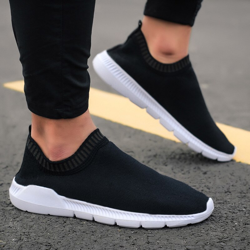 Men Casual Shoes Breathable Sneakers Spring Autumn Mesh Socks Shoes Outdoor Male Lightweight Knit Flat Footwear Big Size