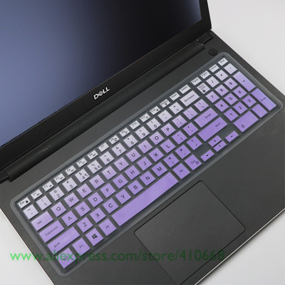 15.6 inch Silicone laptop keyboard cover skin Protector For Dell inspiron Vostro 3000 7559Ins 15P 15 7000 7568 15-7560 2528: Gradual purple