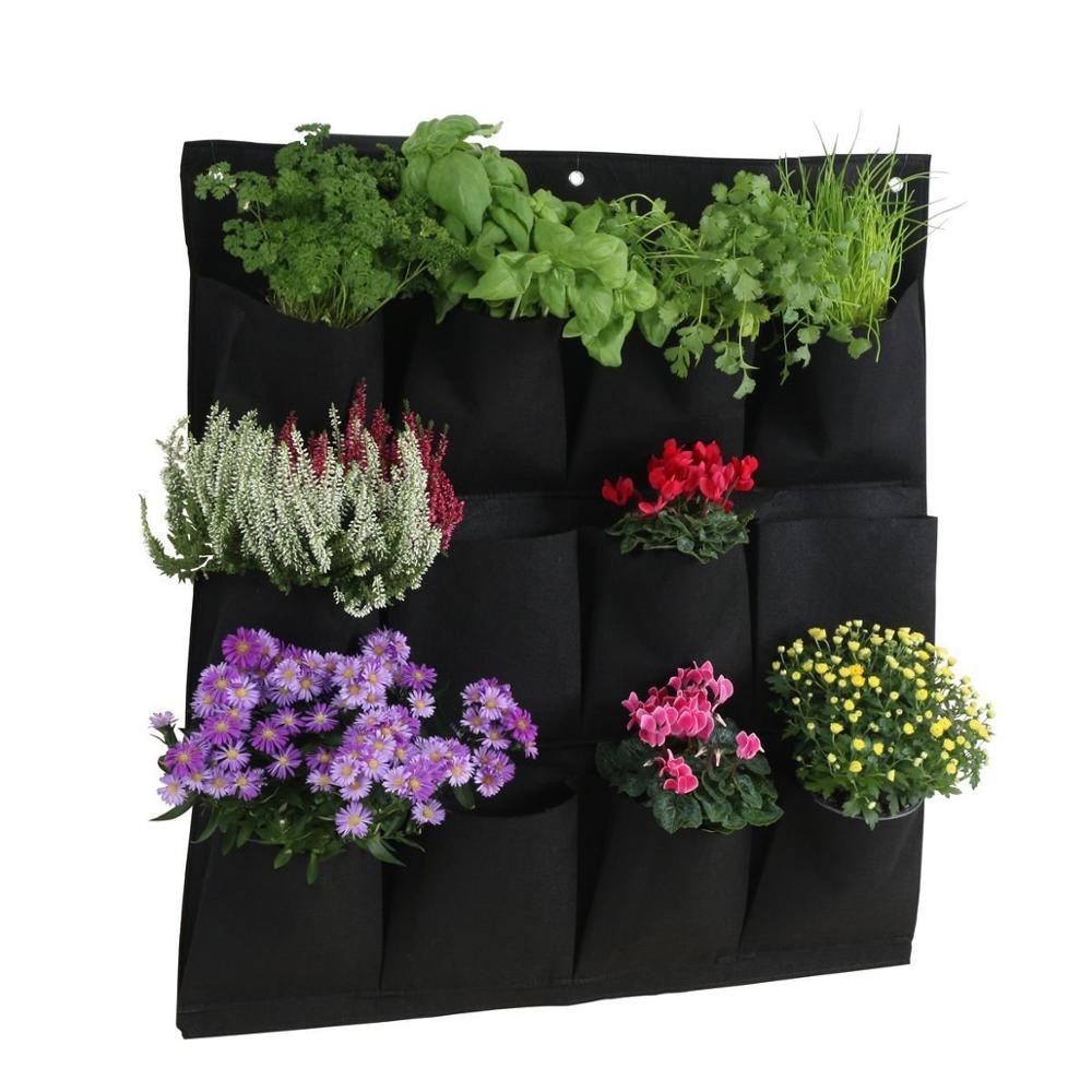 Fleur sac de plantation, tenture murale sac de plantation cadre croissante récipient pot de fleurs pour jardin plante, fleur, multiples poches