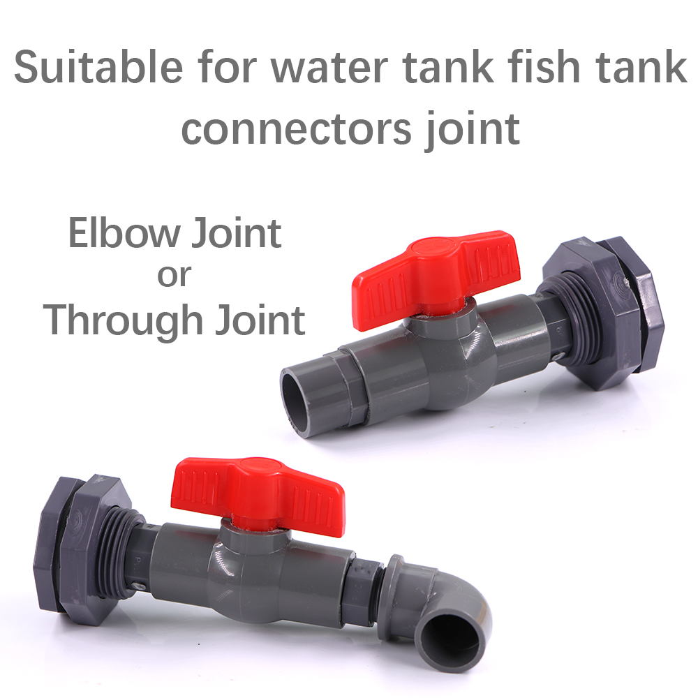 1/2" 3/4" 1" PVC Ball Valve Water Fish Tank Adapter Garden Irrigation Aquarium Pipeline Inlet Water Drain Joint Connect Repair
