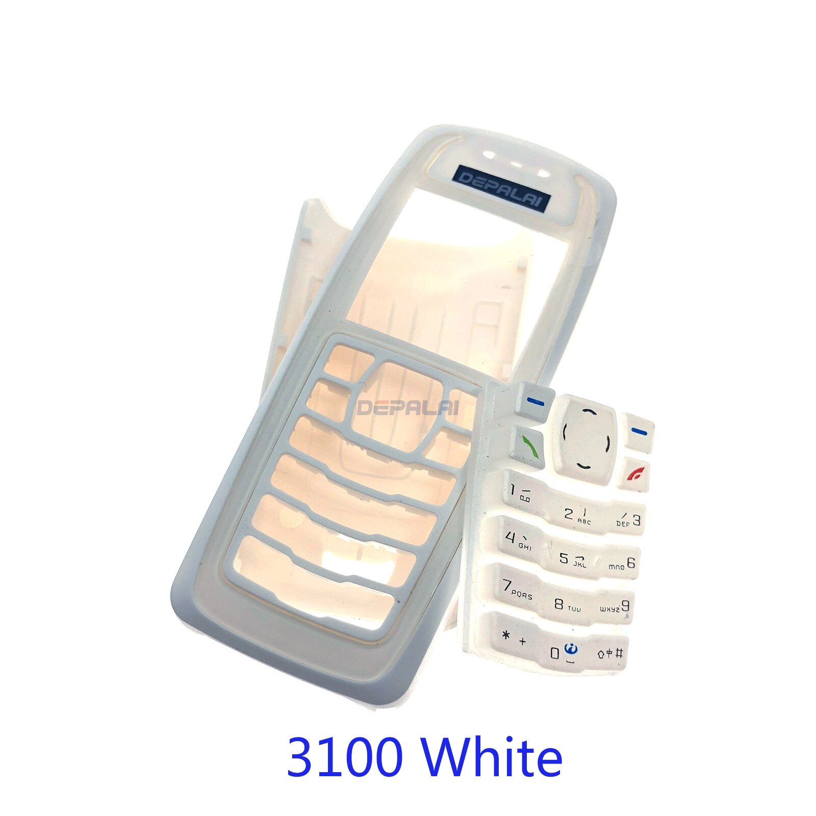 Dla Nokia 3100 1100 obudowa przednia osłona ramy obudowa + tylna pokrywa/pokrywa klapki baterii + klawiatura: 3100 White