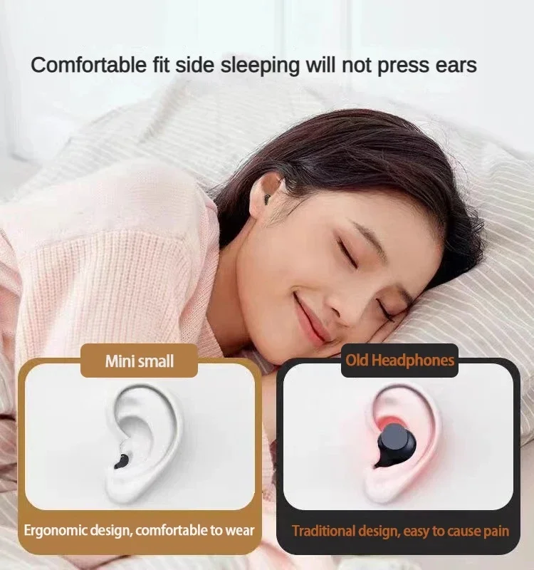 Auriculares invisibles inalámbricos para dormir, cascos ligeros con Bluetooth 5,3 pulgadas, pequeños auriculares ocultos para teléfonos móviles universales