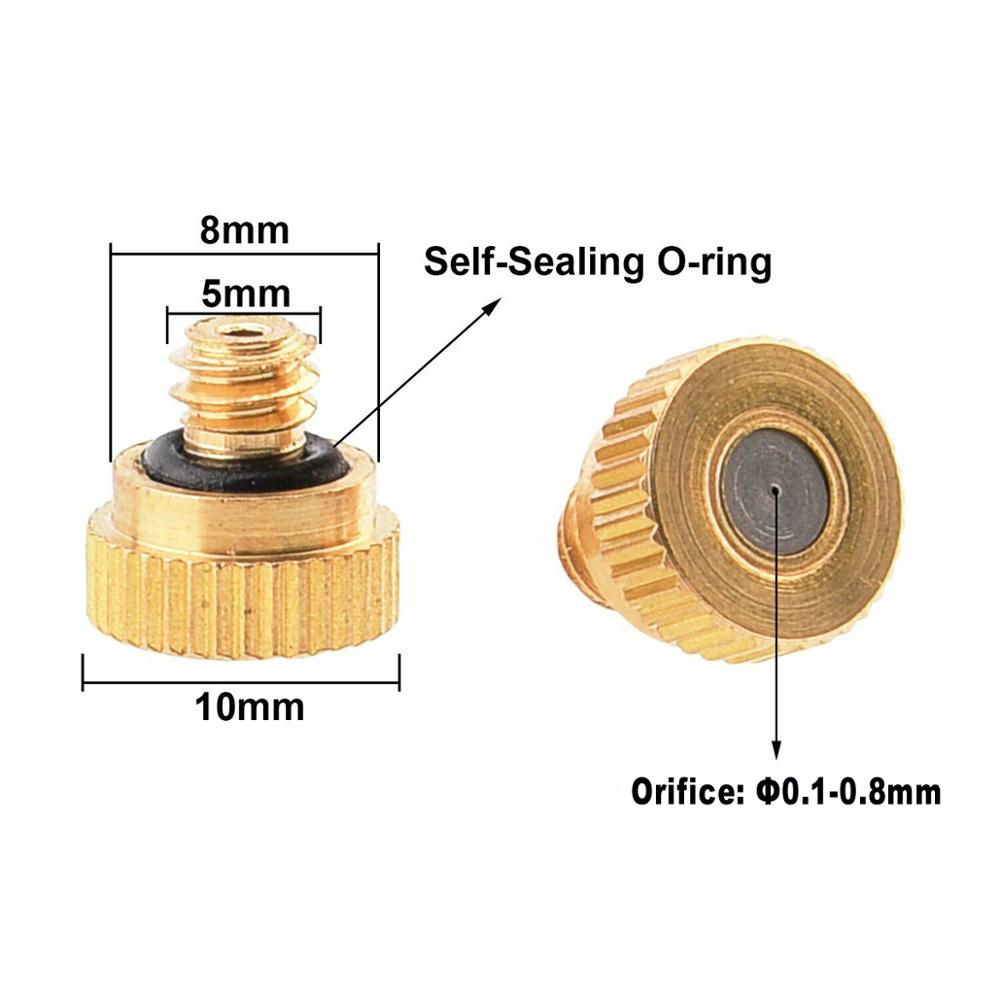 Buse de brumisation en laiton 0.1-0.8mm, fileté avec Orifice, 10/24 UNC, pièces de brumisateur d&#39;eau pour système de brumisation de Patio, refroidissement extérieur: 0.7mm