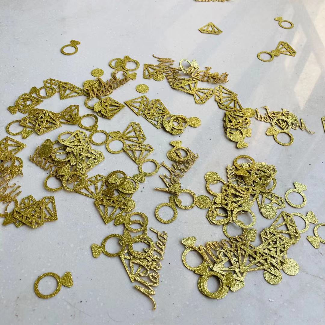 Gold Diamond Ring Paper Confetti Toss Wedding Table Confetti Glitter for Bridal Shower Engagement Party Table Scatter Decoration