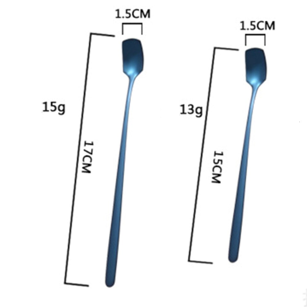 Rvs Roer Lange Handvat Steel Thee Lepel Vierkante Hoofd Ijs Lepel Bar Mok Lepel Koffie Lepel Keuken