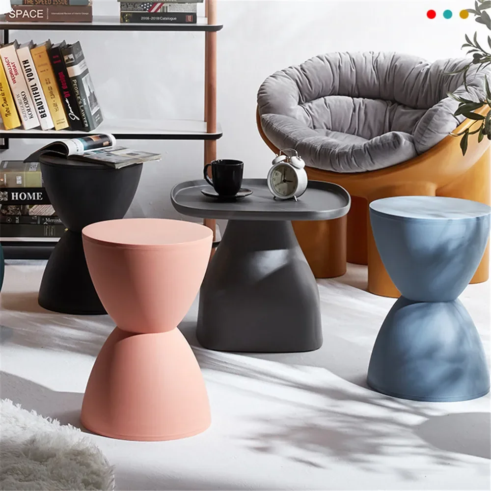 Taburete nórdico redondo para sala de estar, moderno, informal, Simple, grueso, bajo para el hogar, taburete de Príncipe, zapato , reloj de arena, apartamento, barbacoa