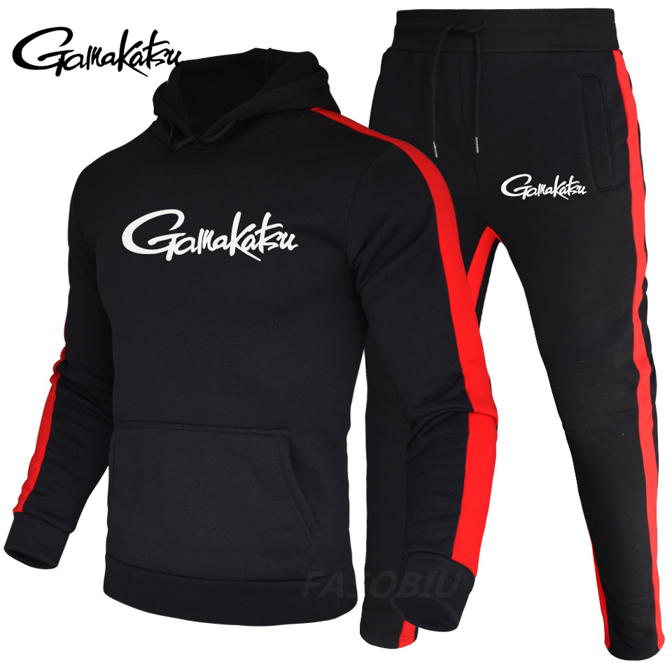Combinaison de pêche en coton, hiver , ensemble de Camping en plein air, randonnée, Sport, vêtements rayés, Gamakatsu: Black