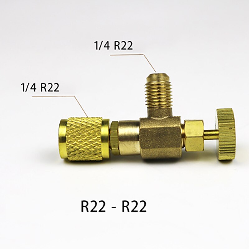 1 st vätska  r410 r22 kylverktyg adapter för luftkonditionering säkerhetsventil 1/4 " 5/16 " tum han-/hongänga slangventiler: R22 r22