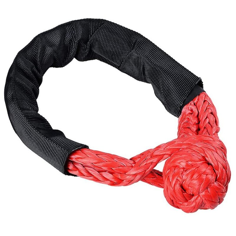 Cuerda de remolque todoterreno sintética, grillete suave de 1/2 pulgadas x 22 pulgadas, 38000 libras, para coche ATV, UTV, SUV, correa de remolque de recuperación, herramienta rota: Red