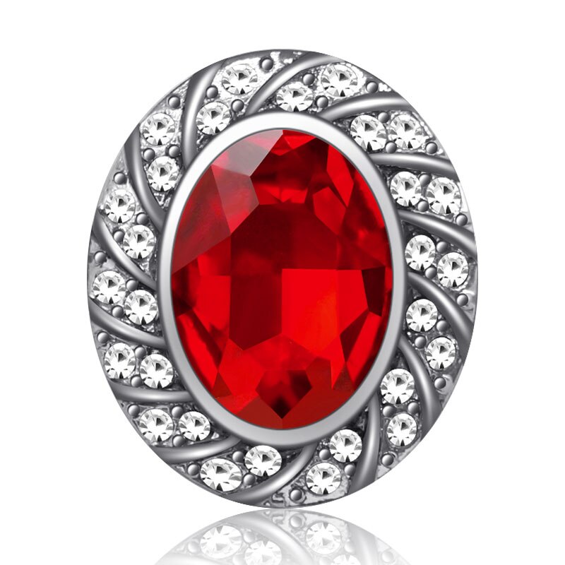 Mooie strass ovaal 20mm drukknopen passen op 18mm drukknopen armband drukknopen sieraden: Kz3506- rode