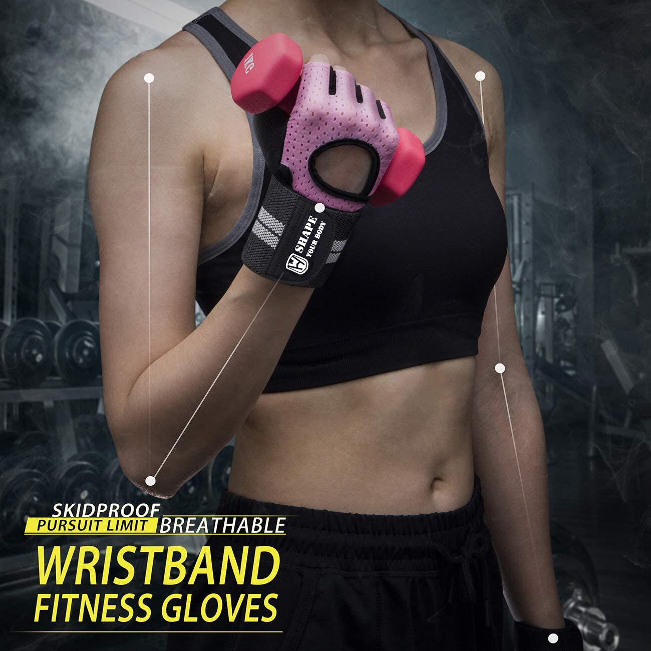 Halvfinger gym fitness handsker med håndledsfolie støtte til mænd kvinder crossfit træning magt løfteudstyr