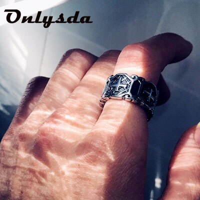 Onlysda klassisk retro kristen jesus krydsring i rustfrit stål kristne troende punk rock herreringe smykker osr 190