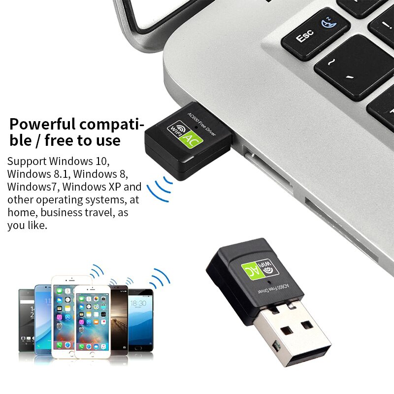 Mini 5G Driverless Wifi Adapter 600Mbps USB Wireless Network Card Adapter Driverless Wireless Receiver Network Card