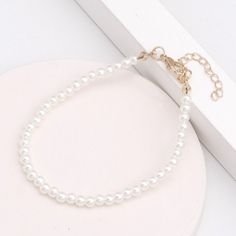 Parel Armbanden Elastische Chain Armbanden Voor Vrouwen Meisje Elegante Witte Bal Eenvoudige Sieraden Partij Bruiloft Dagelijks Leven Accessorie