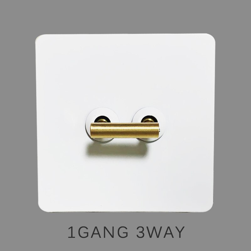 Interrupteur mural en laiton, bouton à bascule en métal vintage 220v 1/2/3/4 gangs .2 voies 10a interrupteurs pour salon levier en laiton panneau blanc: 1 gang 3 voies