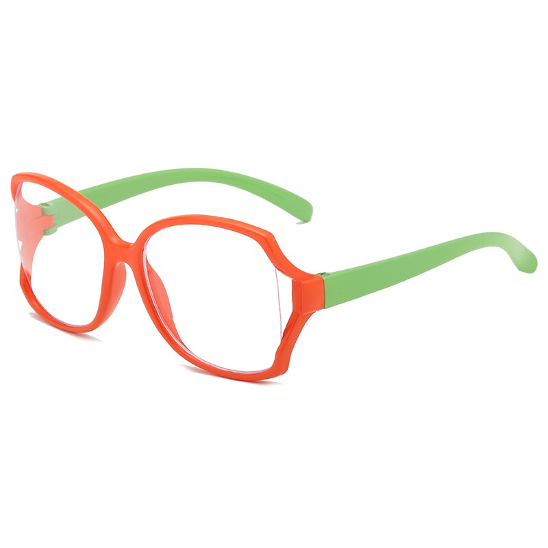 Anti blue Light Kids Glasses Children Big Optical Frame Eyewear Boy Girls Clear Computer Transparent Eyeglasses UV400 Protection: Orange-Green