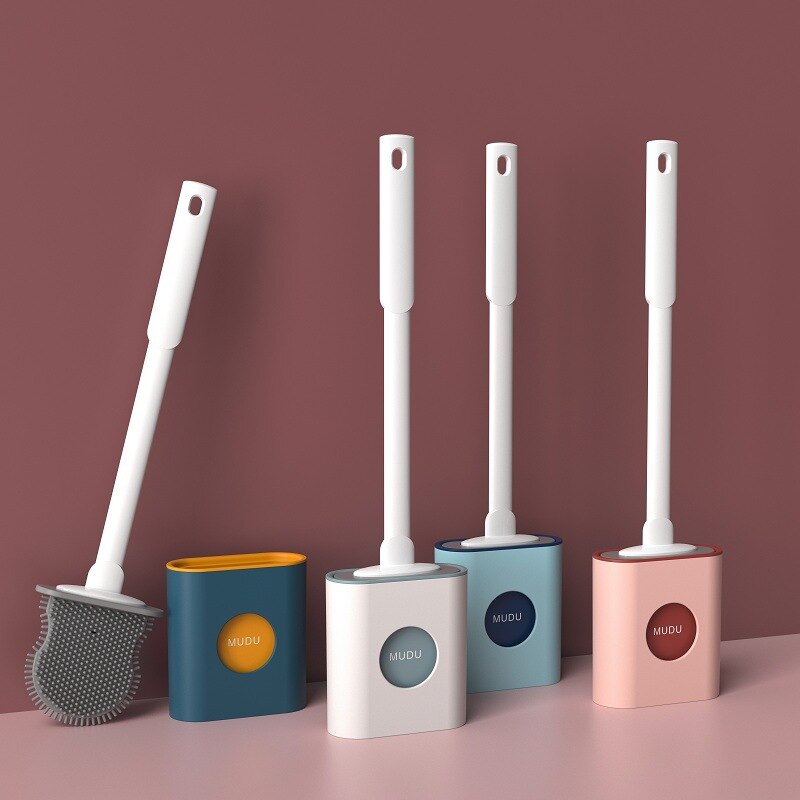 Toilet Brushes Long Handled Toilet Cleaning Brush Silicone Wc Flat Head Flexible Soft Bristles Brush Bathroom Accessories