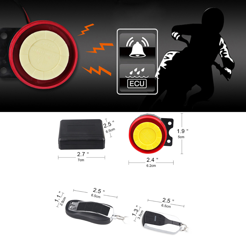 OkeyTech Motorcycle Keyless Entry Moto Alarm System Universal Anti-theft Security System Speaker Remote Control Engine Start