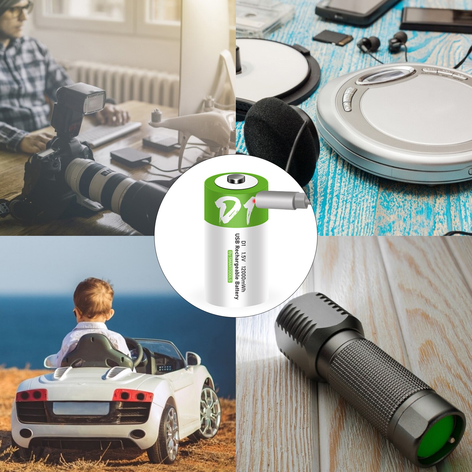 No. 1 Rechargeable Battery D Battery Type-C USB Charging Safe Rechargeable Cell Household Water Heater Battery