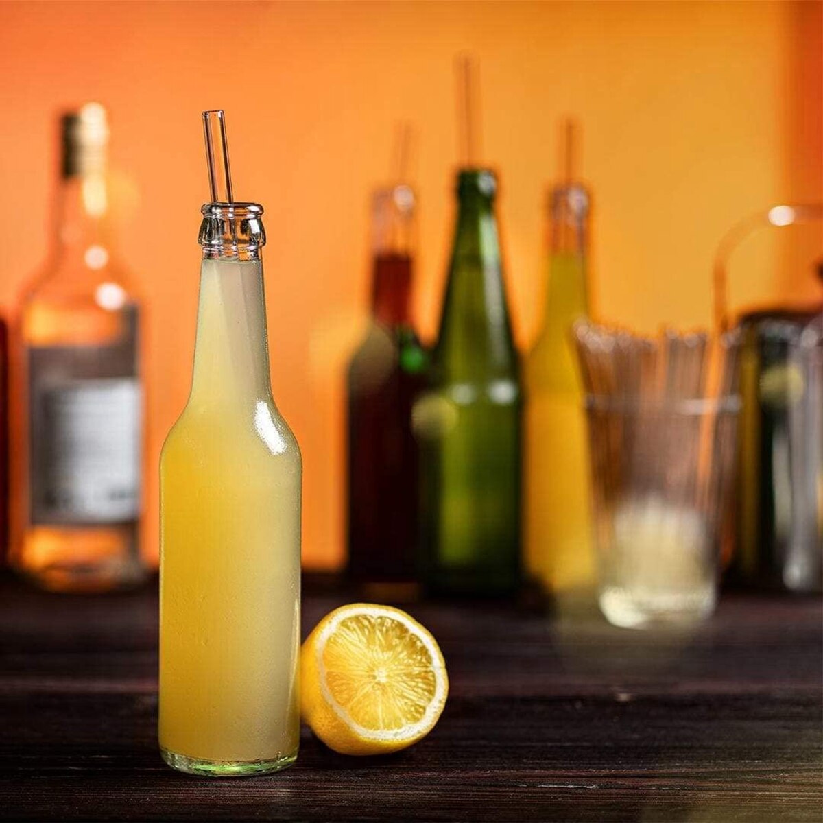 25cm lange glasssugerør, klare gjenbrukbare glasssugerør sett med børster miljøvennlige sugerør i glass for smoothie milkshake