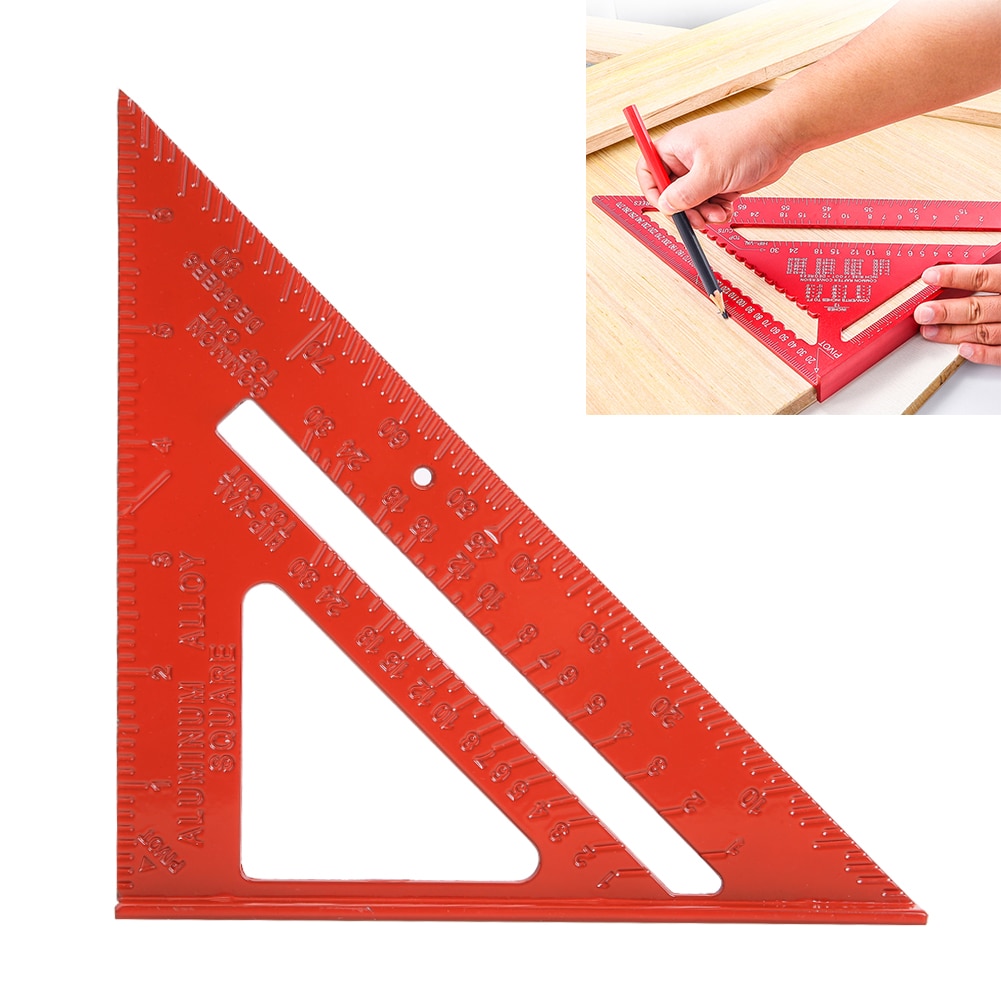 Aluminum Alloy 7inch Angle Ruler Metric Triangular Measuring Ruler Woodwork Speed Square Triangle Angle Protractor Trammel Ruler