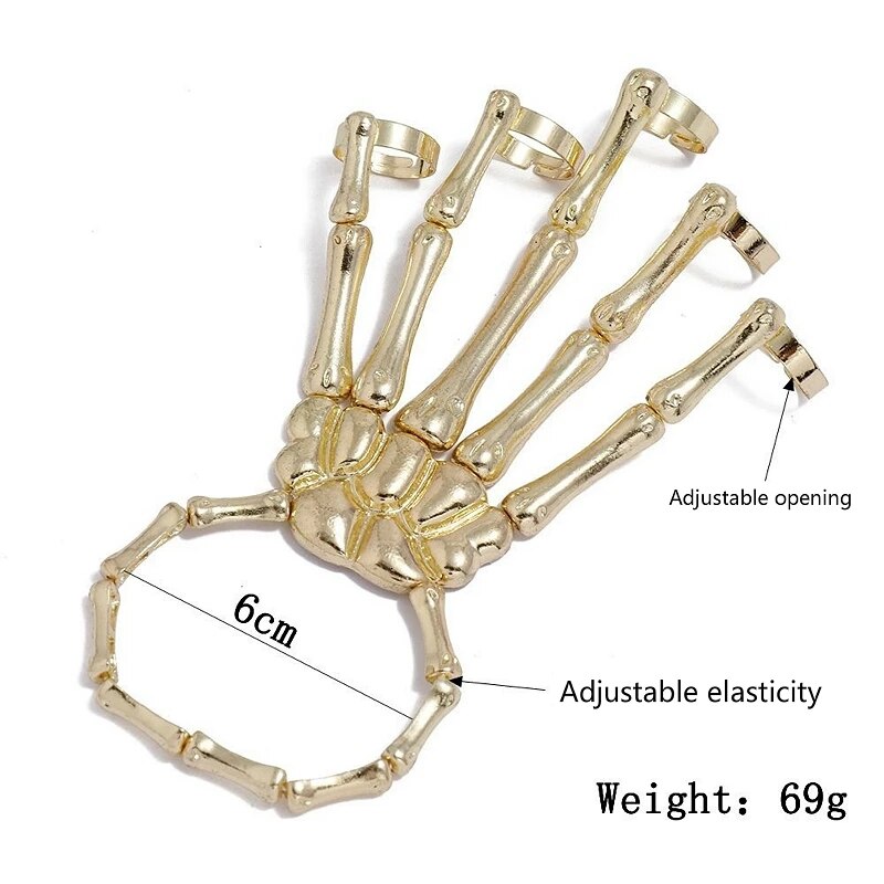 Pulseira de halloween para mulher gótico punk mão crânio esqueleto elasticidade ajustável pulseira pulseiras femme festa acessórios