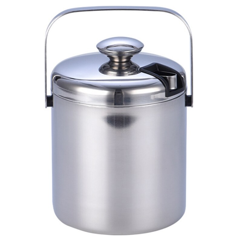 Double-Layer Stainless Steel Ice Bucket Portable Champagne Bucket Thickened Ice Bucket With Ice Compartment And Ice Clip: Default Title
